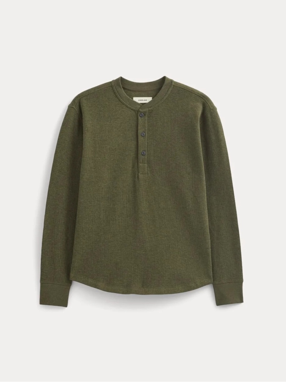 Everlane | Olive Green Long-Sleeve Thermal Henley Cozy Waffle Knit